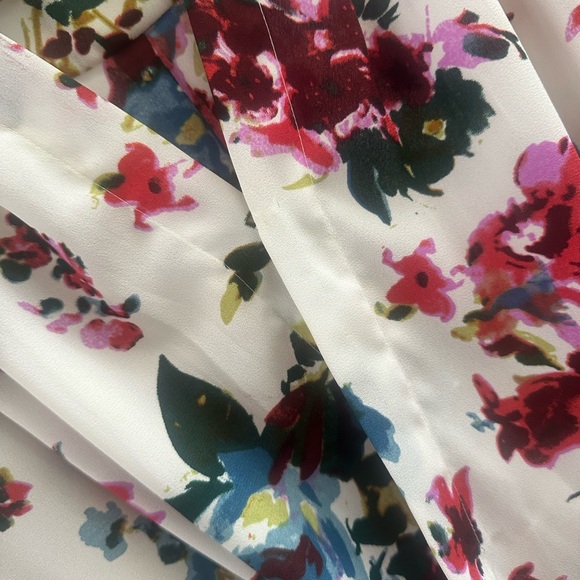 Floral Wrap Blouse - Red, Green, Blue - Picture 5 of 5